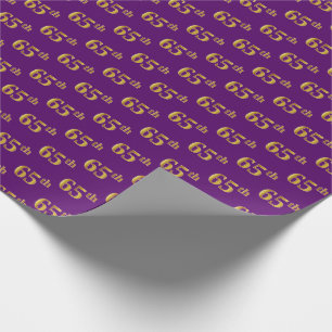 Purple, Faux Gold 65th (Sixty-Fifth) Event Wrapping Paper