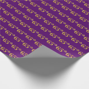 Purple, Faux Gold 65th (Sixty-Fifth) Event Wrapping Paper