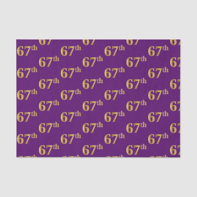 Purple, Faux Gold 67th (Sixty-Seventh) Event Tissue Paper (Front)