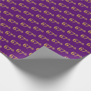 Purple, Faux Gold 67th (Sixty-Seventh) Event Wrapping Paper