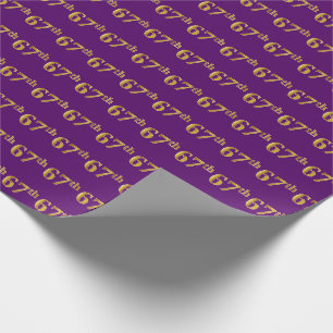 Purple, Faux Gold 67th (Sixty-Seventh) Event Wrapping Paper