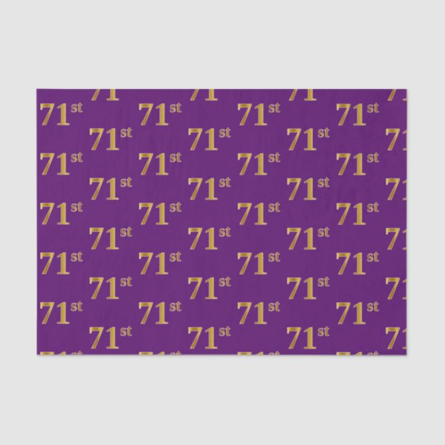 Purple, Faux Gold 71st (Seventy-First) Event Tissue Paper (Front)
