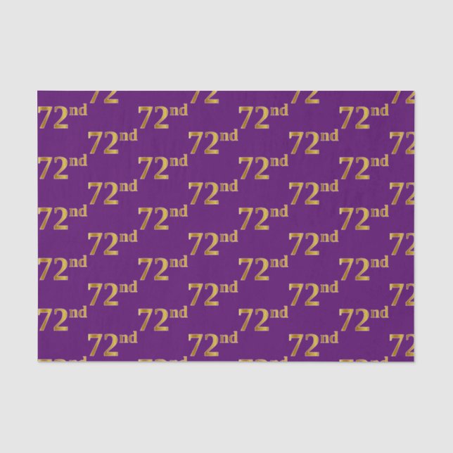 Purple, Faux Gold 72nd (Seventy-Second) Event Tissue Paper (Front)