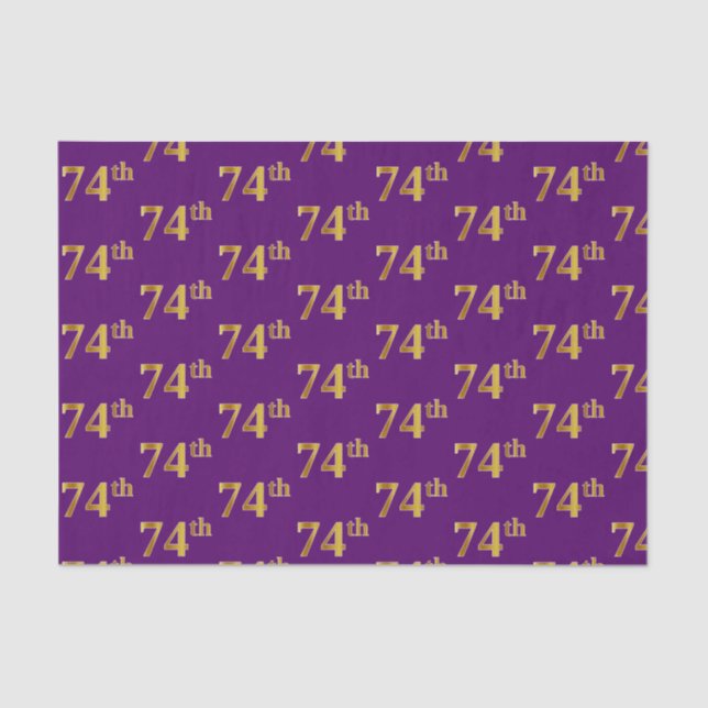 Purple, Faux Gold 74th (Seventy-Fourth) Event Tissue Paper (Front)