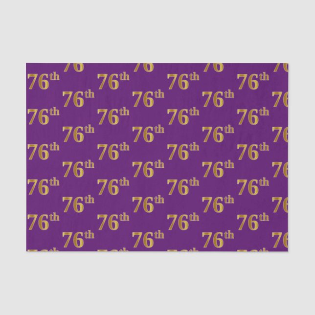 Purple, Faux Gold 76th (Seventy-Sixth) Event Tissue Paper (Front)