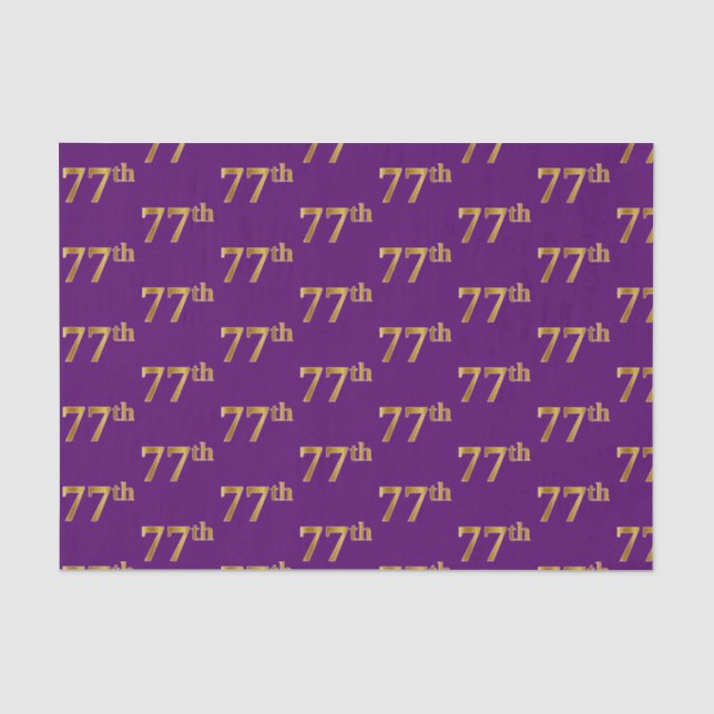 Purple, Faux Gold 77th (Seventy-Seventh) Event Tissue Paper (Front)