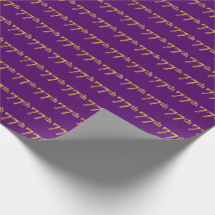 Purple, Faux Gold 77th (Seventy-Seventh) Event Wrapping Paper