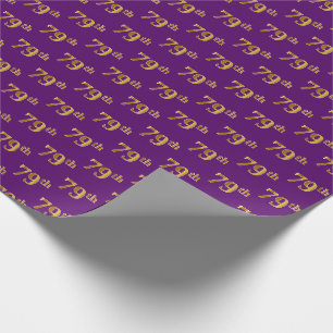 Purple, Faux Gold 79th (Seventy-Ninth) Event Wrapping Paper