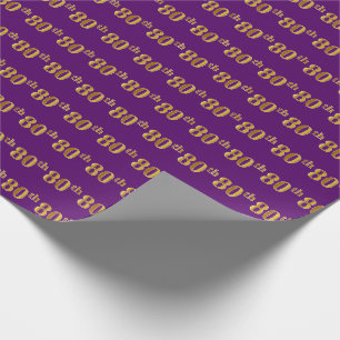 Purple, Faux Gold 80th (Eightieth) Event Wrapping Paper