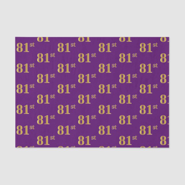 Purple, Faux Gold 81st (Eighty-First) Event Tissue Paper (Front)