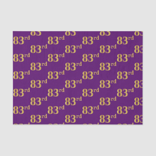 Purple, Faux Gold 83rd (Eighty-Third) Event Tissue Paper (Front)