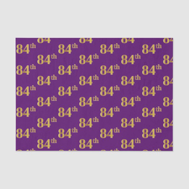 Purple, Faux Gold 84th (Eighty-Fourth) Event Tissue Paper (Front)