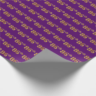 Purple, Faux Gold 86th (Eighty-Sixth) Event Wrapping Paper