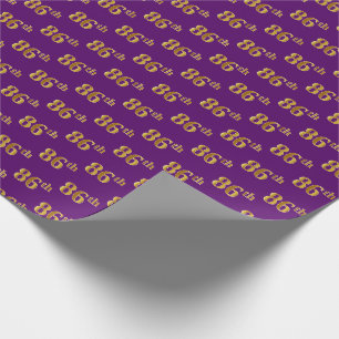 Purple, Faux Gold 86th (Eighty-Sixth) Event Wrapping Paper