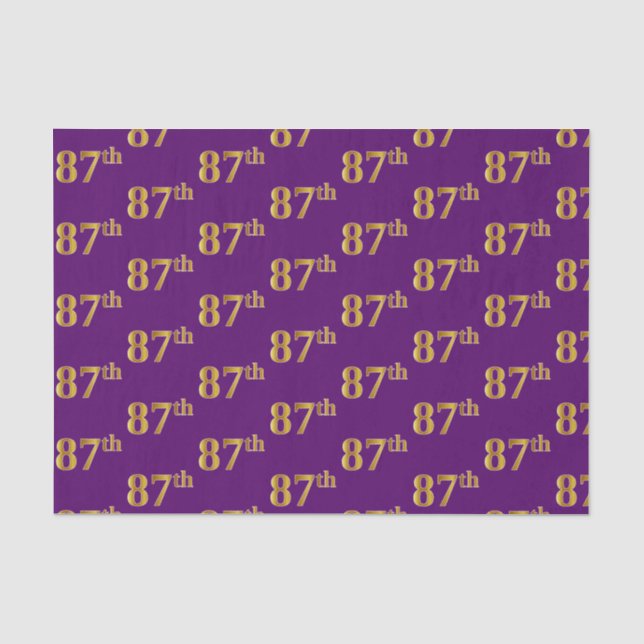 Purple, Faux Gold 87th (Eighty-Seventh) Event Tissue Paper (Front)