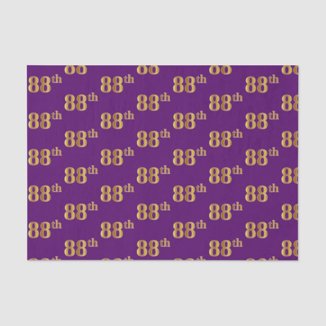 Purple, Faux Gold 88th (Eighty-Eighth) Event Tissue Paper (Front)