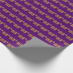 Purple, Faux Gold 88th (Eighty-Eighth) Event Wrapping Paper
