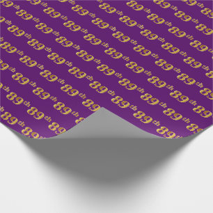 Purple, Faux Gold 89th (Eighty-Ninth) Event Wrapping Paper
