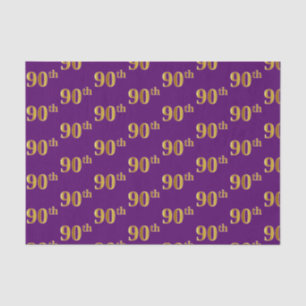 Purple, Faux Gold 90th (Ninetieth) Event Tissue Paper