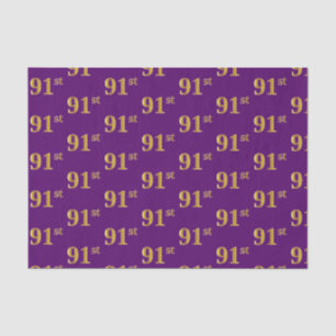 Purple, Faux Gold 91st (Ninety-First) Event Tissue Paper