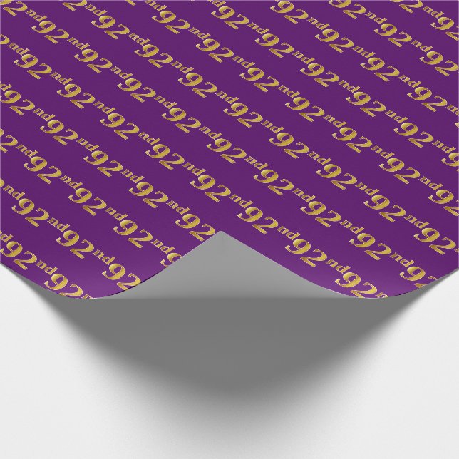 Purple, Faux Gold 92nd (Ninety-Second) Event Wrapping Paper (Corner)