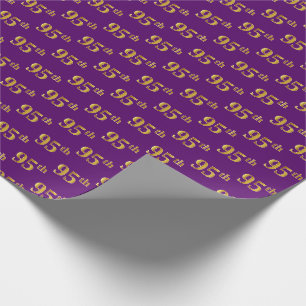 Purple, Faux Gold 95th (Ninety-Fifth) Event Wrapping Paper
