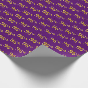 Purple, Faux Gold 96th (Ninety-Sixth) Event Wrapping Paper