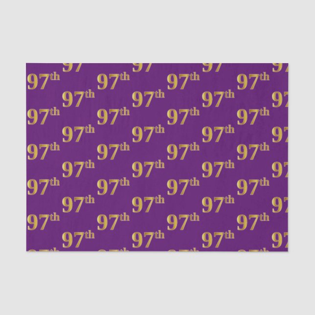 Purple, Faux Gold 97th (Ninety-Seventh) Event Tissue Paper (Front)