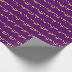 Purple, Faux Gold 97th (Ninety-Seventh) Event Wrapping Paper
