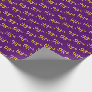 Purple, Faux Gold 98th (Ninety-Eighth) Event Wrapping Paper