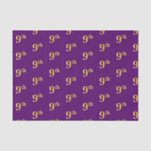 Purple, Faux Gold 9th (Ninth) Event Tissue Paper