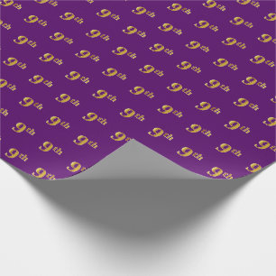 Purple, Faux Gold 9th (Ninth) Event Wrapping Paper