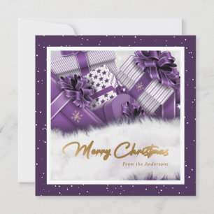 Purple Faux Gold Foil Cadeaux de neige Cartes de N