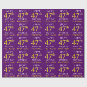 Purple, Faux Gold "HAPPY 47th BIRTHDAY" Wrapping Paper