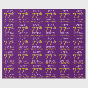 Purple, Faux Gold "HAPPY 77th BIRTHDAY" Wrapping Paper