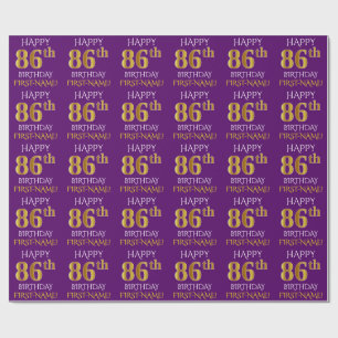 Purple, Faux Gold "HAPPY 86th BIRTHDAY" Wrapping Paper