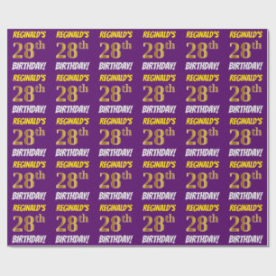 Purple, Faux/Imitation Gold, "28th BIRTHDAY" Wrapping Paper