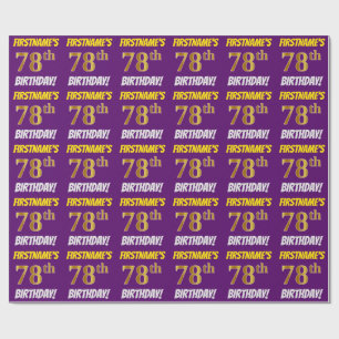 Purple, Faux/Imitation Gold, "78th BIRTHDAY" Wrapping Paper