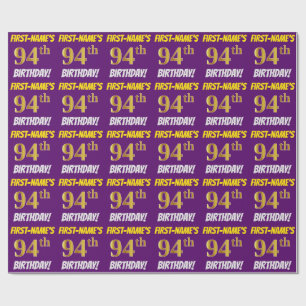 Purple, Faux/Imitation Gold, "94th BIRTHDAY" Wrapping Paper