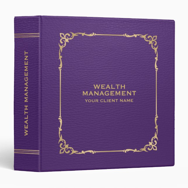 Purple Faux Leather Vintage Gold Frame Binder (Front/Spine)