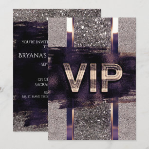 Purple & Faux Metallic VIP Party Invitation