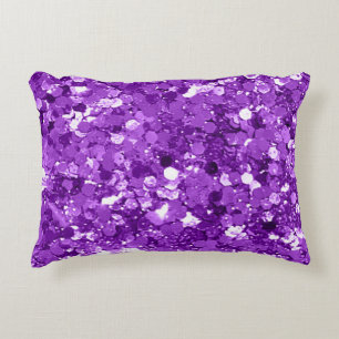 Purple Faux Sequin Glitter Pop Of Luxury Accent Pillow