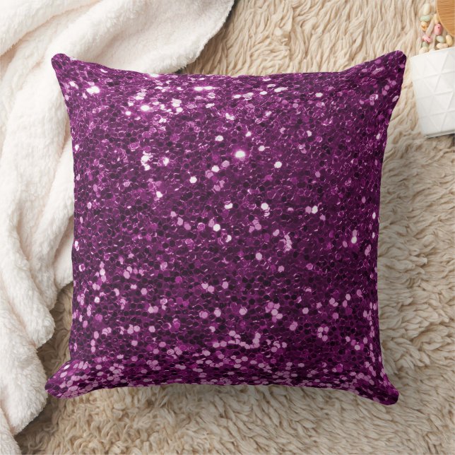 Purple Faux Sequin Glitter Throw Pillow (Blanket)