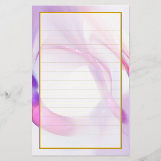 Purple Feather Rings Fine Lined Stationery (Front)