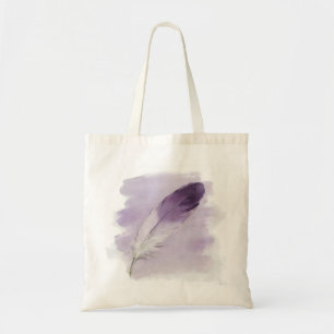 Purple Feather Watercolor Boho Soft Aesthetic Art Tote Bag
