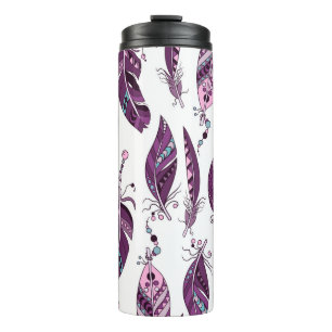 Purple Feathers: Vintage Ornamental Seamless. Thermal Tumbler
