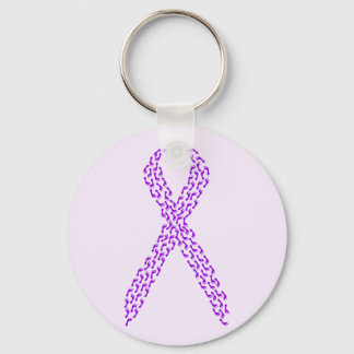 Purple Feet Awareness Ribbon Keychain
