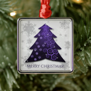 Purple Festive Christmas Tree Ceramic Ornament