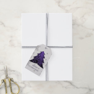 Purple Festive Christmas Tree Gift Tag