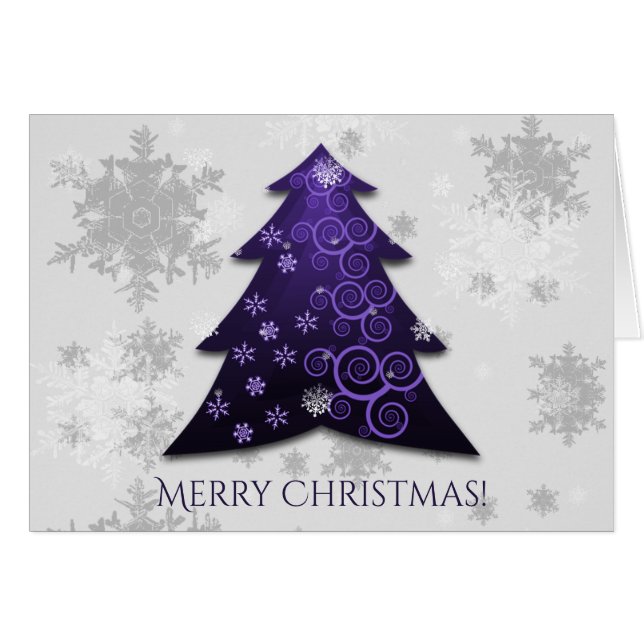 Purple Festive Christmas Tree Greeting Card (Front Horizontal)